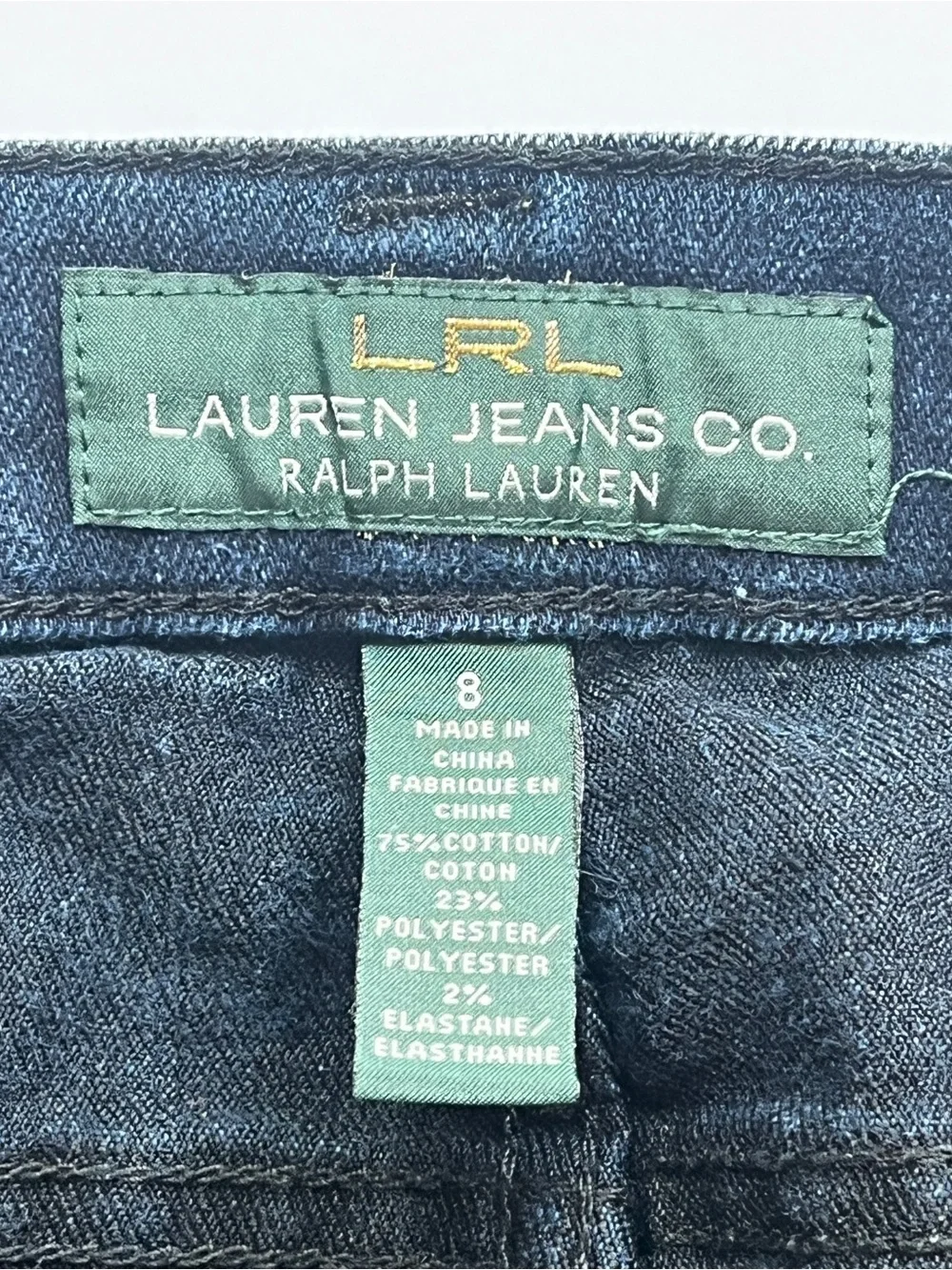 Lauren Ralph Lauren Size 8 Dark Wash Wide Leg Bootcut Jeans Stretch Denim Blue